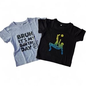 Graphic T-Shirts Set - Gray and Black, Size 4